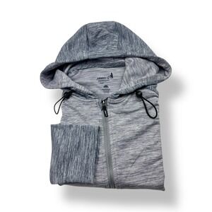 Johnnie-O Mens Performance Full Zip Hoodie Light Gray Heather UPF 50 Large